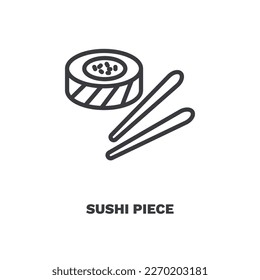 sushi piece icon. Thin line sushi piece icon from restaurant collection. Outline vector isolated on white background. Editable sushi piece symbol can be used web and mobile