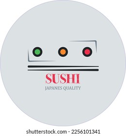 Sushi piece roll set. Asian seafood group. Black silhouette.  Japanes Quality.