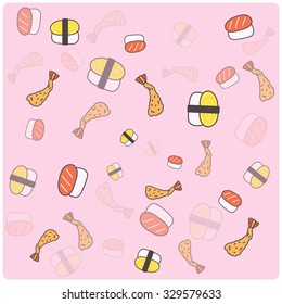sushi pink background, vector, EPS 10