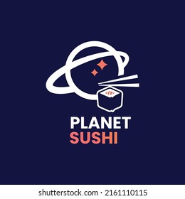 Sushi with planet logo design vector graphic symbol icon sign illustration creative idea