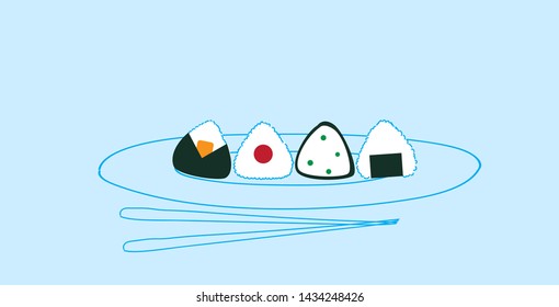 sushi plate with chopsticks traditional asian kitchen concept sketch doodle hand drawn horizontal