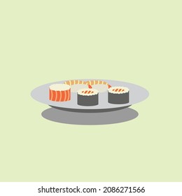 Sushi Platter Cartoon Flache Vektorgrafik