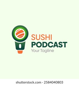 Sushi Podcast Logo Design Template. Good for Business, Agency, Community and Organization