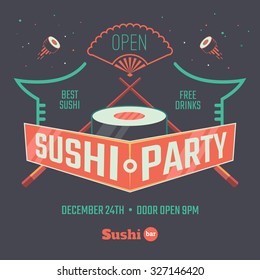 Sushi poster for the bar or restaurant. Vector illustration