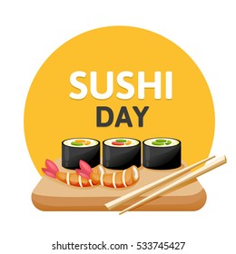 Sushi poster design. Original sushi banner on a white background. Japanese food