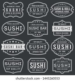 Sushi Premium Quality Stamp. Frames. Grunge Design. Icon Art Vector. Old Style Frames.