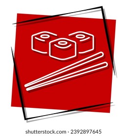 sushi red banner in frame. Vector illustration.