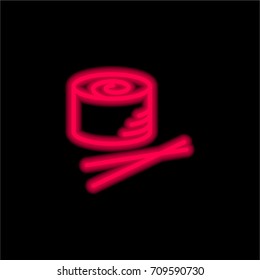 Sushi red glowing neon ui ux icon. Glowing sign logo vector