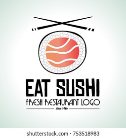 Sushi Restaurant flat style logo design for food company brand design or flyers