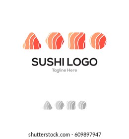 Sushi restaurant geometrical layer lowercase flat logo design template