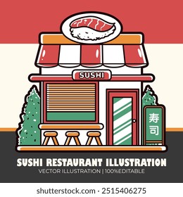 Sushi restaurant hand-drawn vector illustration