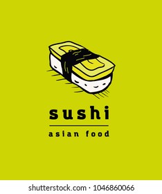 Sushi restaurant icons set. Asian cuisine. Colorful illustration.