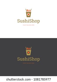 Sushi restaurant logo template vector illustration. Japanese food, noodle silhouette.