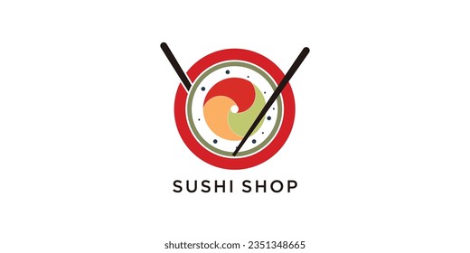 Sushi restaurant logo template vector illustration