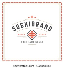 Sushi restaurant logo vector illustration. Japanese food, roll silhouette. Vintage typography badge design.