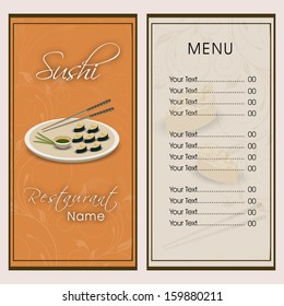 Sushi Restaurante design de cartão de menu. 