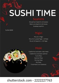 Sushi restaurant menu illustration vector