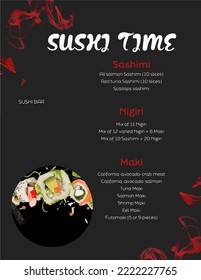 Sushi restaurant menu illustration vector