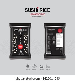 Sushi Rice of Japanese Packaging Food Product and Background.