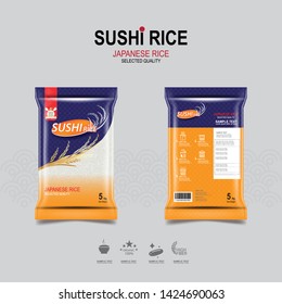 Sushi Rice of Japanese Packaging Food Product and Background.