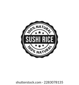 Sushi rice label or Sushi rice sign vector isolated in flat style. Best Sushi rice label vector for product packaging. Sushi rice stamp for product design element.