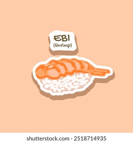 Sushi rice shrimp ebi vector