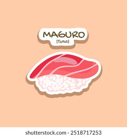 Sushi rice tuna maguro vector