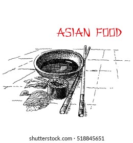 Sushi and Roll.  Asian food, vector illustration isolated on white background.