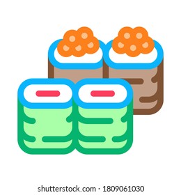 sushi roll assortment icon vector. sushi roll assortment sign. color symbol illustration
