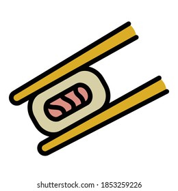 Sushi roll bamboo sticks icon. Outline sushi roll bamboo sticks vector icon for web design isolated on white background