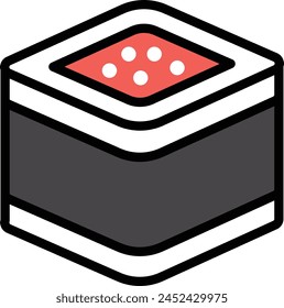 A sushi roll with a black background. The sushi roll is the main focus of the image in the concept of Asian food