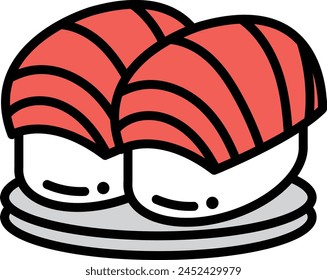 A sushi roll with a black background. The sushi roll is the main focus of the image in the concept of Asian food