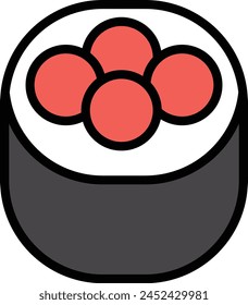 A sushi roll with a black background. The sushi roll is the main focus of the image in the concept of Asian food