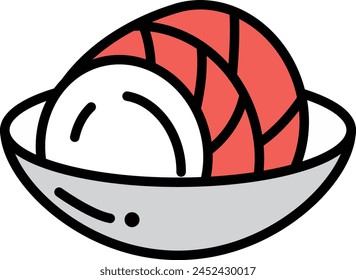 A sushi roll with a black background. The sushi roll is the main focus of the image in the concept of Asian food