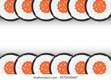 Sushi roll border. Japan food frame sushi banner