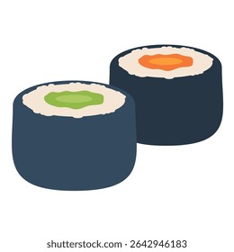 Sushi roll cartoon vector icon flat illustration, sushi clip art, clip art sushi, japanese sushi roll vector image
