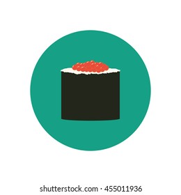 Sushi roll with caviar. Japanese cuisine. Vector illustration