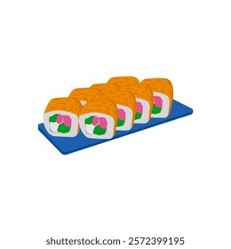 Sushi Roll, China Symbols Vector Illustration