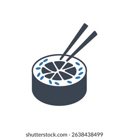 A sushi roll with chopsticks icon.