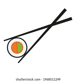 Sushi. Roll. Sushi with chopsticks. Japanese food. Vector graphics