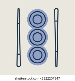 Sushi roll with chopsticks vector icon. Fast food sign. Graph symbol for cooking web site and apps design, logo, app, UI