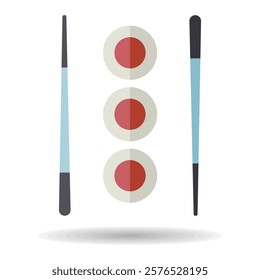 Sushi roll with chopsticks vector icon. Fast food sign. Graph symbol for cooking web site and apps design, logo, app, UI