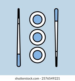 Sushi roll with chopsticks vector icon. Fast food sign. Graph symbol for cooking web site and apps design, logo, app, UI