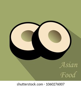 sushi roll. concept of snack, susi, exotic nutrition, sushi restaurant, sea food. isolated on background. flat style trend modern logotype design vector illustration