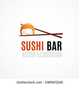 Sushi roll. concept of snack, susi, exotic nutrition, sushi restaurant, sea food. isolated on white background. flat style trend modern logotype design vector illustration