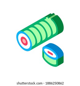 vector de icono de cocina de rollo de sushi. señal de cocina isométrica de sushi roll. ilustración de símbolo aislado de color