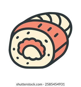Sushi roll with crab and avocado isolated