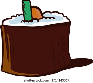 Sushi roll drawing, illustration, vector on white background