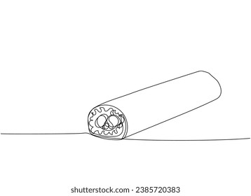 Sushi roll, Ehomaki, Setsubun one line art. Continuous line drawing of sushi, japanese, food, roll, culture, tasty, restaurant, japan, asian, sea, menu