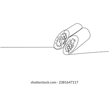 Sushi roll, Ehomaki, Sushi Summer Rolls one line art. Continuous line drawing of sushi, japanese, food, roll, culture, tasty, restaurant, japan, asian, sea, menu